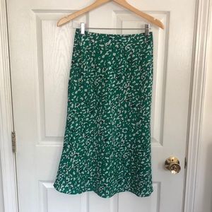 Animal Print Satin Midi Skirt